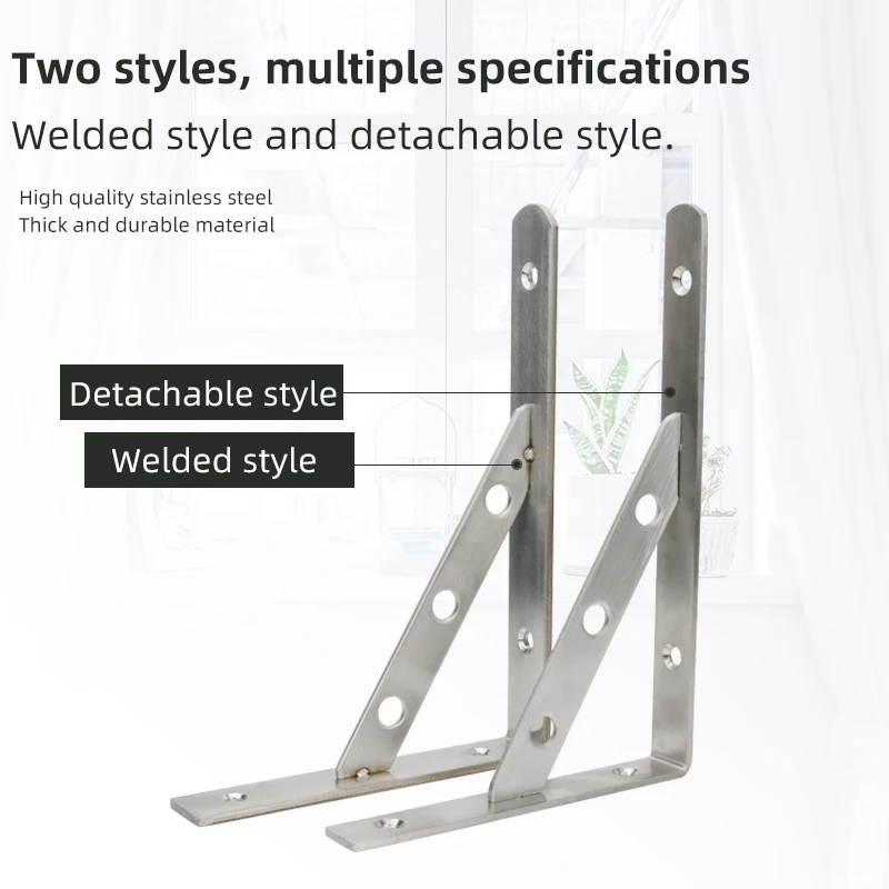 Stainless Steel Right-Angle Triangle Bracket Wall-Mounted Load-Bearing Shelf Support Tripod Storage Rack Connector Shelf Support