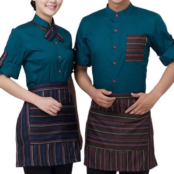 
Long Short Sleeve Restaurant Uniforms Kitchen Custom Logo Waiter Work Uniform Sets Chef Uniforms 