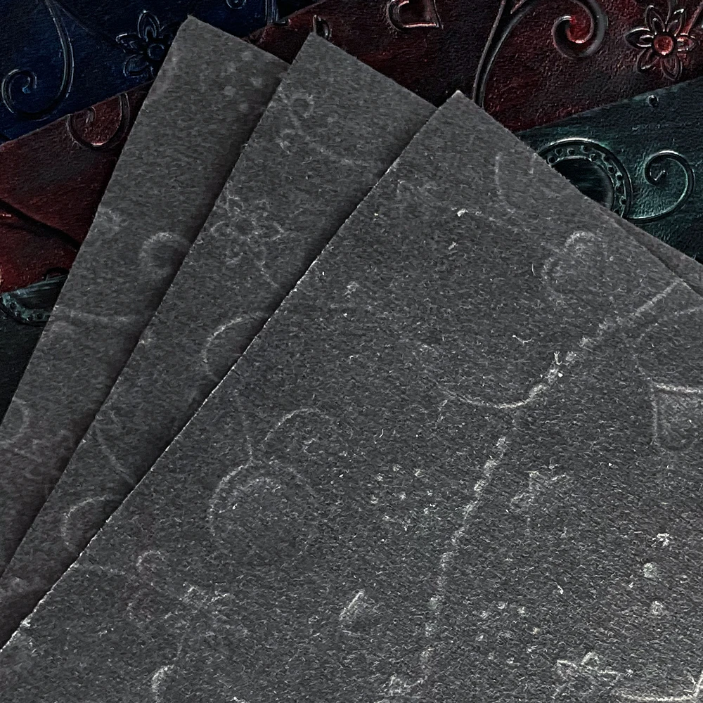 Metallic Embossed Leatherette 3D Carved Floral Design Synthetic Leather Paint Surface Vinyl Fabric For Leather Bags/Belts/Shoes