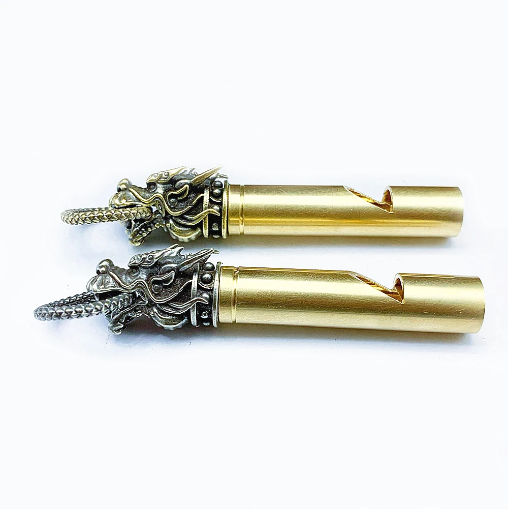 Pure Brass Outdoor Dragon Head Whistle Keyring Whistles Pendant Gifts Key Chain Ring