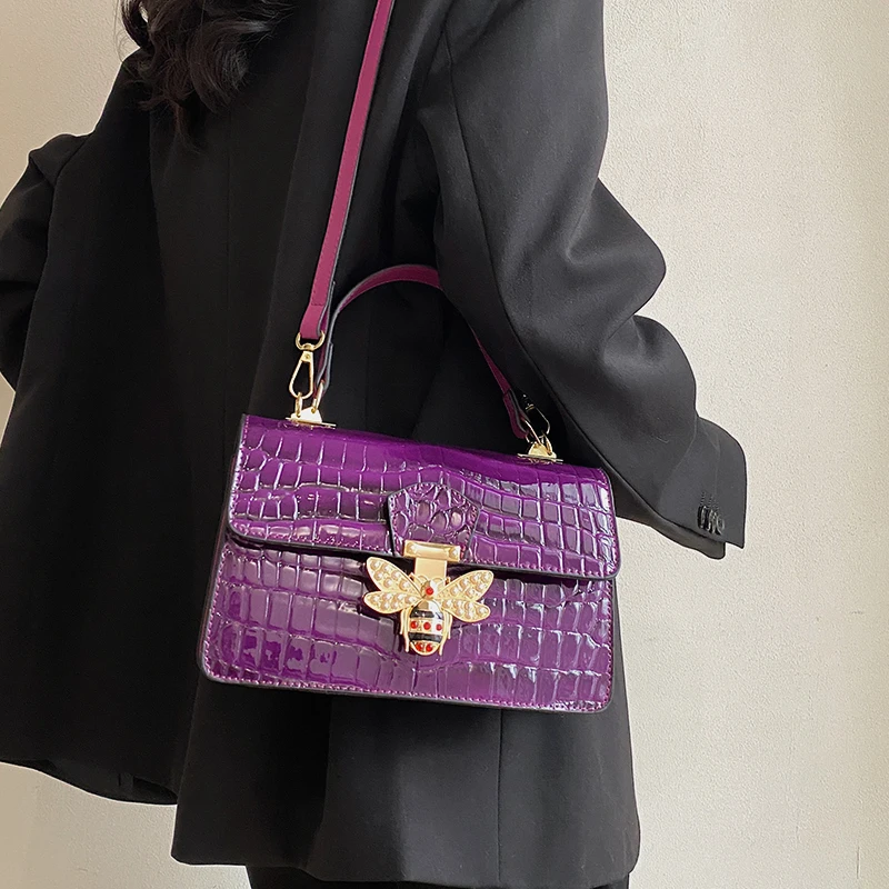 Factory Famous Designer Branded Bee Purse 2023 Trendy Lady High Quality Stone Pattern Luxury Purse Handbag