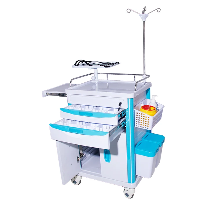 Цена производителя для медицинских тележек для использования в больницах, тележка для чрезвычайных ситуаций, тележка для больниц из АБС-пластика для чрезвычайных ситуаций на продажу