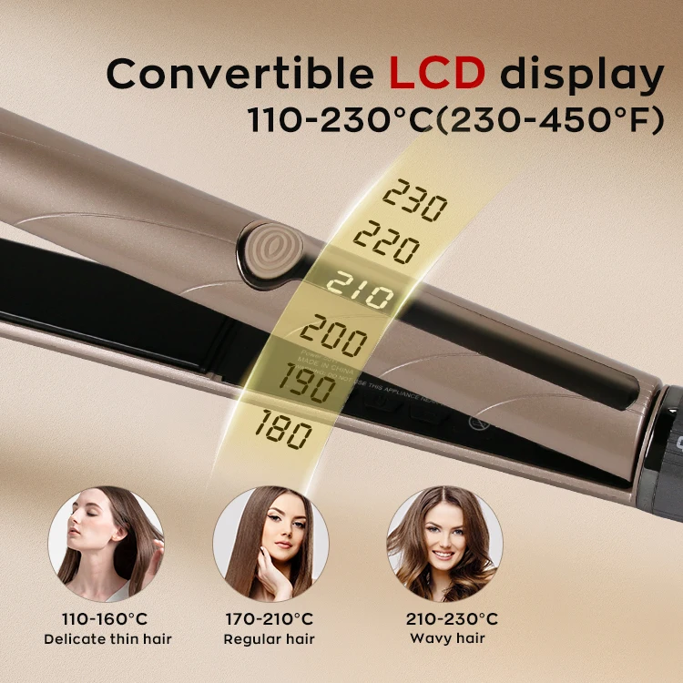 Most popular Fast Hair Straightener Professional Salon LCD Hair Straightener 230F 450F 7.2m professional hair straightener