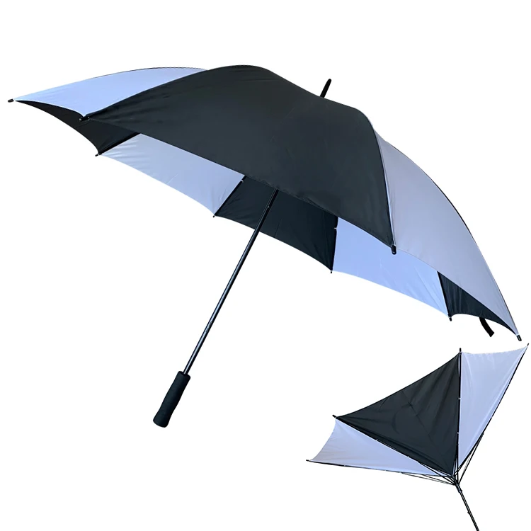YS-7007 High Quality Custom Logo Umbrella Black White Oversize Double Ribs Manual Open Strong Windproof Golf Umbrella