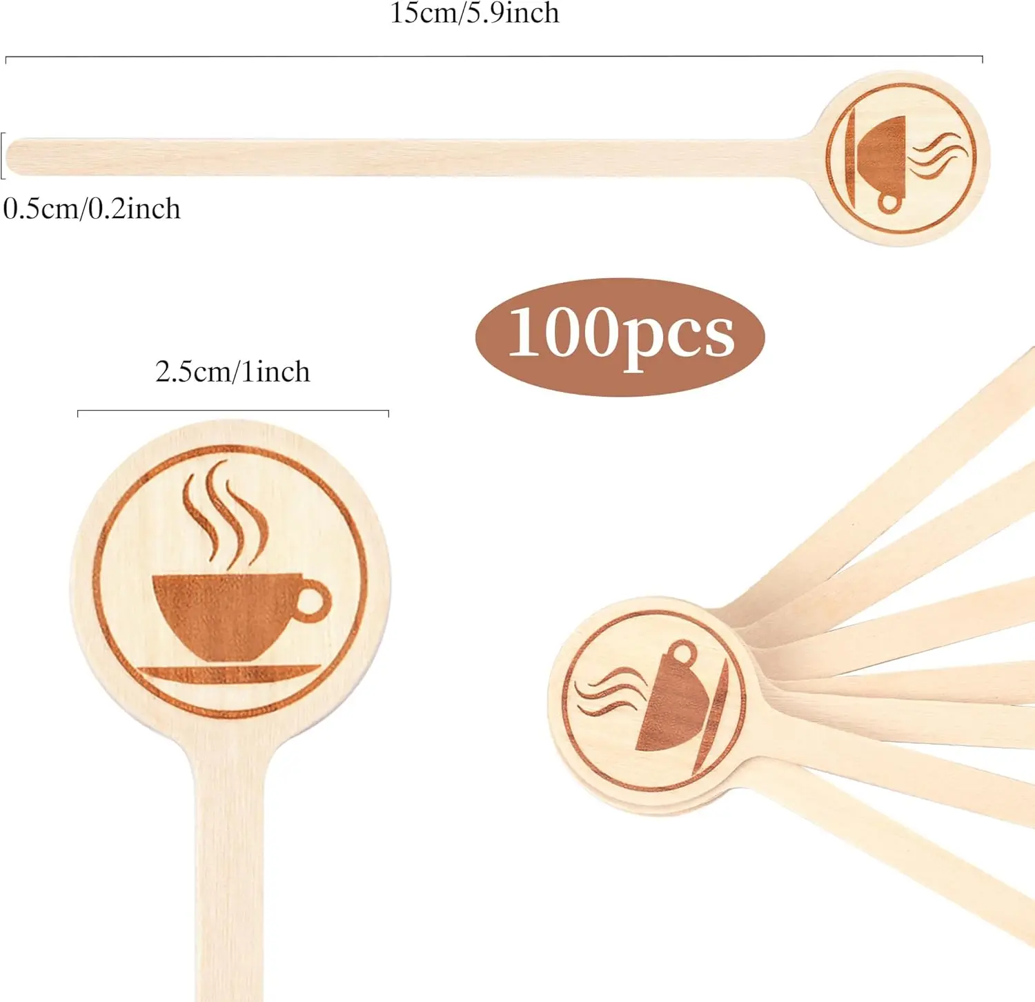 Free Sample Wooden Coffee Stirrers 5.9 Inch Stir Sticks with Round End Biodegradable Cafe Wood for Beverage