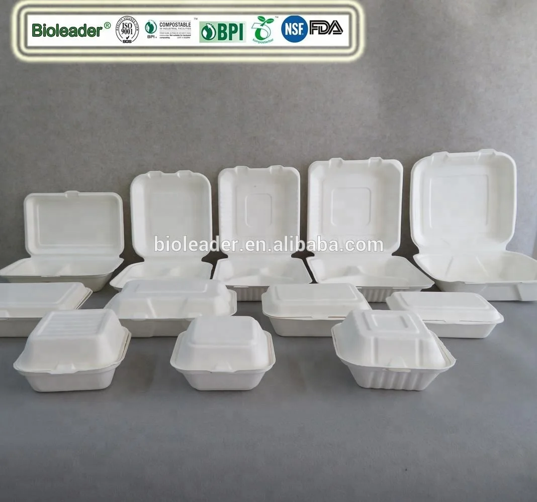 Compostable Sugarcane Bagasse Fast Food Packaging Box