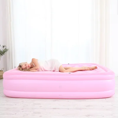 Cartoon cat sleeping bed  home bedroom durable mattress PVC airbed inflatable flocking portable air bed mattress