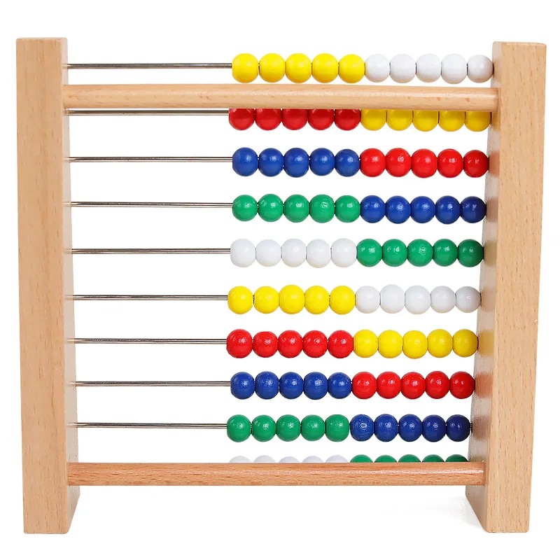 Rekenrek 100-Bead Wooden Frame Abacus For Kids Math (Ages 5+), Individual Student Counting Frame, White & Red Color Coded Beads
