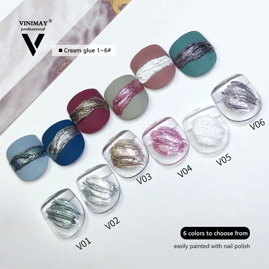 Vinimay 6 Colors Art Paint Metallic Cream Mini Nail Supplies Carving Glue Nail  Polish Nail Supplies
