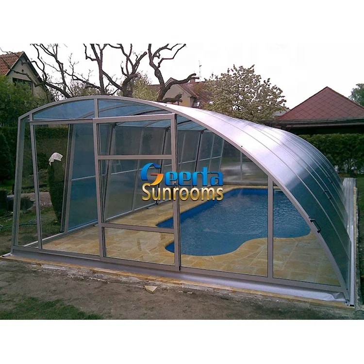 Medium profile telescopic transparent pool cover automatic swimming pool enclosure spa cover