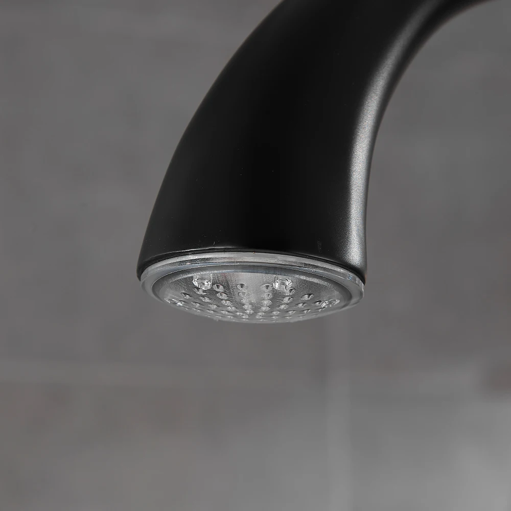 Black Led Free Standing Floor Mount Bathtub Faucet Shower Mixer Faucet Tub Spout With Shower Head