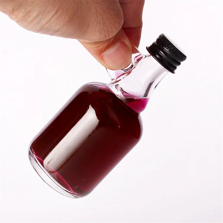 50ml  empty small mouth mini spirits vodka gin liquor glass bottle with screw cap