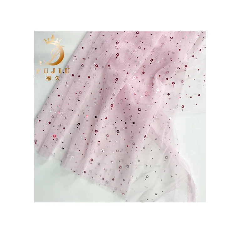 Lovely style pink sequin fabric tulle fabric girl lady dresses