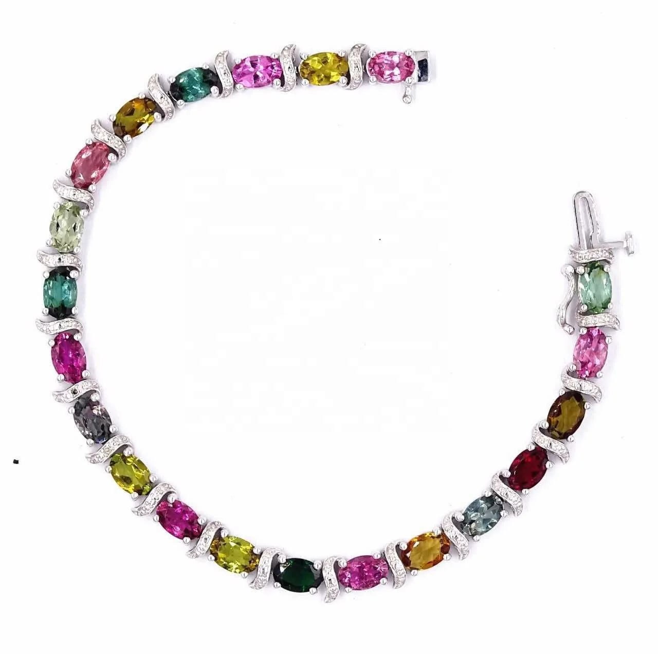 Firstmadam S925 Sterling Silver Colored Gemstone Bracelet Wholesale
