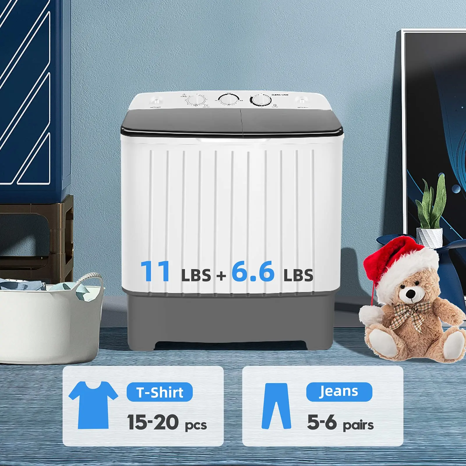 Wholesale Prices Household Dorms Small Compact Twin Tub Cloth Washing Machine with Dryer