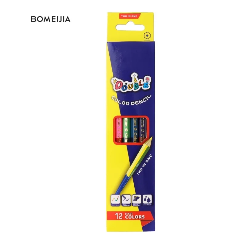 BOMEIJIA [In Stock] Color Pencil 12 Color 24 Color Wholesale Student cheap and fine Environmentally friendly, safe, and odorless