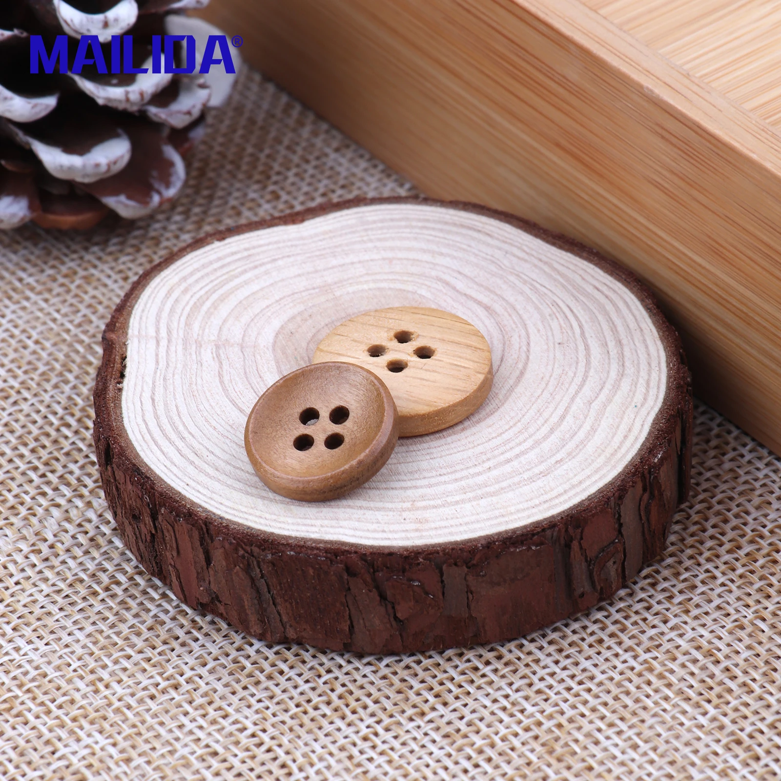Mailida Vintage all types of wooden buttons OEM hand made DIY craft natural wood buttons for clothes