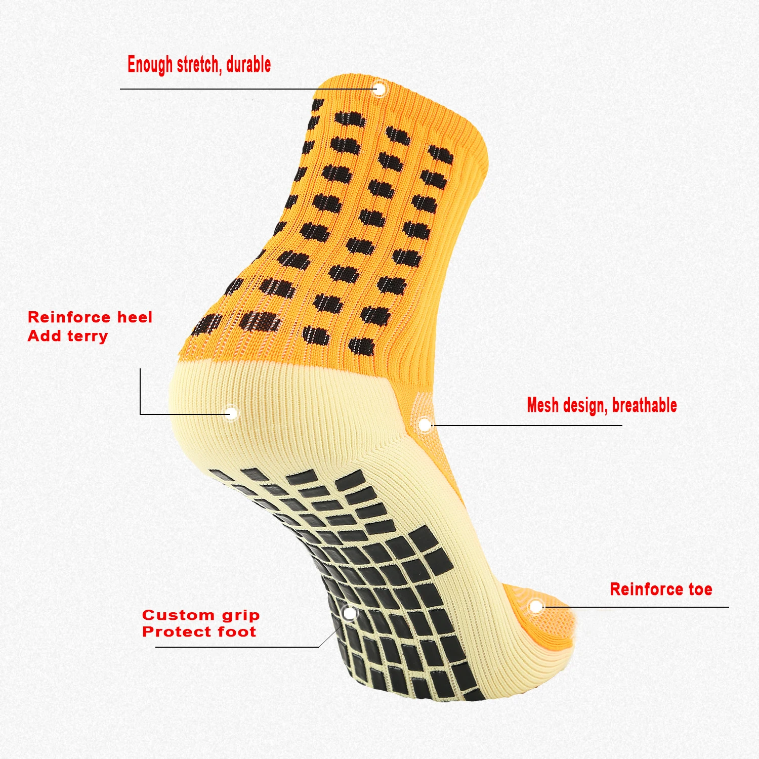 Wholesale custom performance sports non-slip athletic soccer grip anti-slip football socks for men