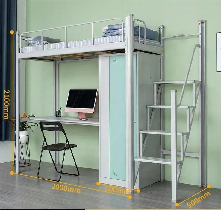 Dormitory Queen Size Good Quality Loft Bed Hostel Adult Metal Bunk Beds With Stairs