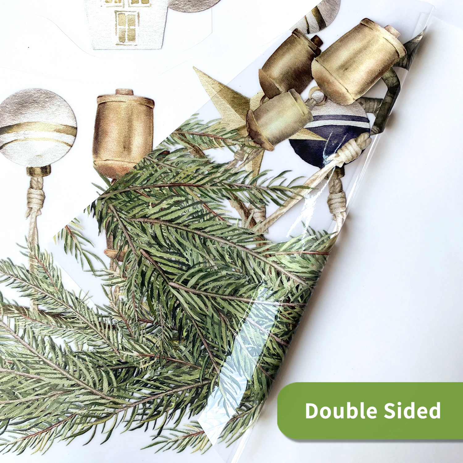 Funlife winter Christmas boho christmas bauble pine leaves pattern decorative double-sided UV window film FSWS105