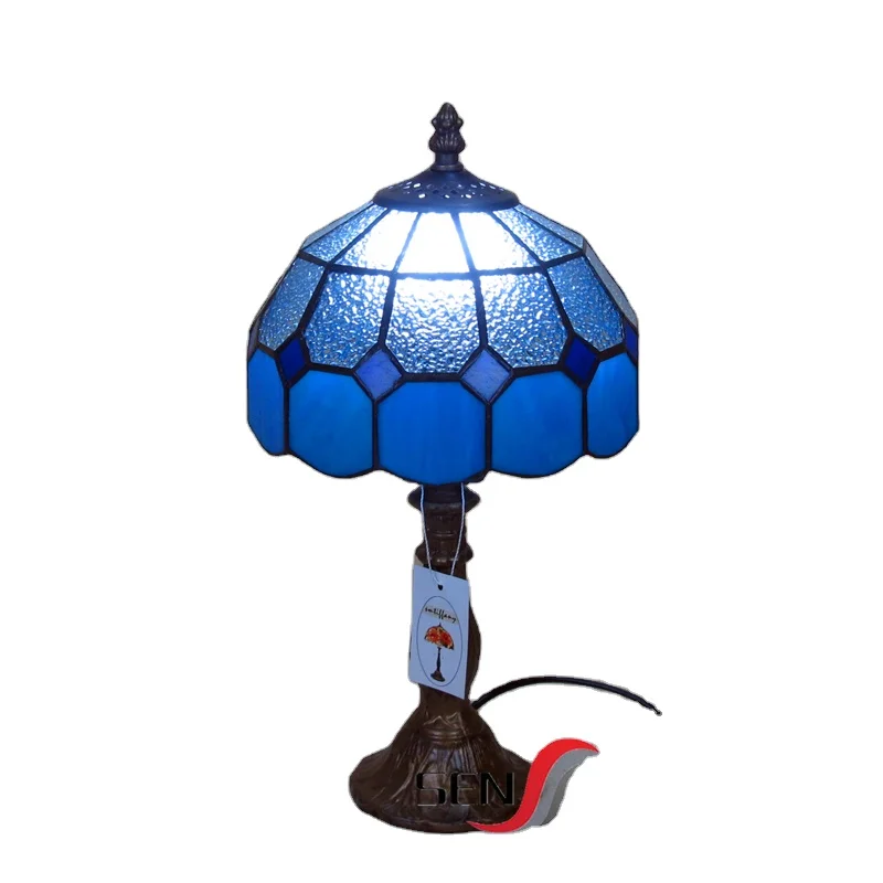 Simple 8 Inch Small Mini Hotel Glass Lighting LED Table Bedside Lamp with Resin Base