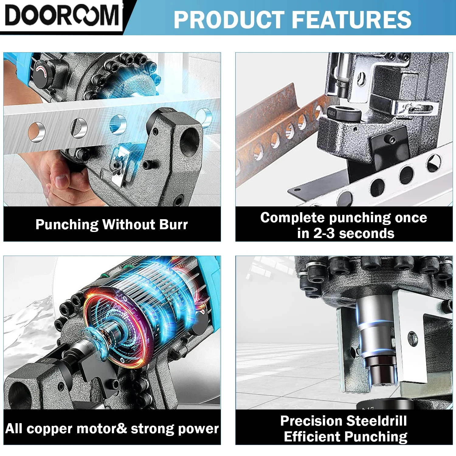 Electric Punching Tools Portable Channel Stainless Steel Machine Electric Angle Iron Back Punching Machine