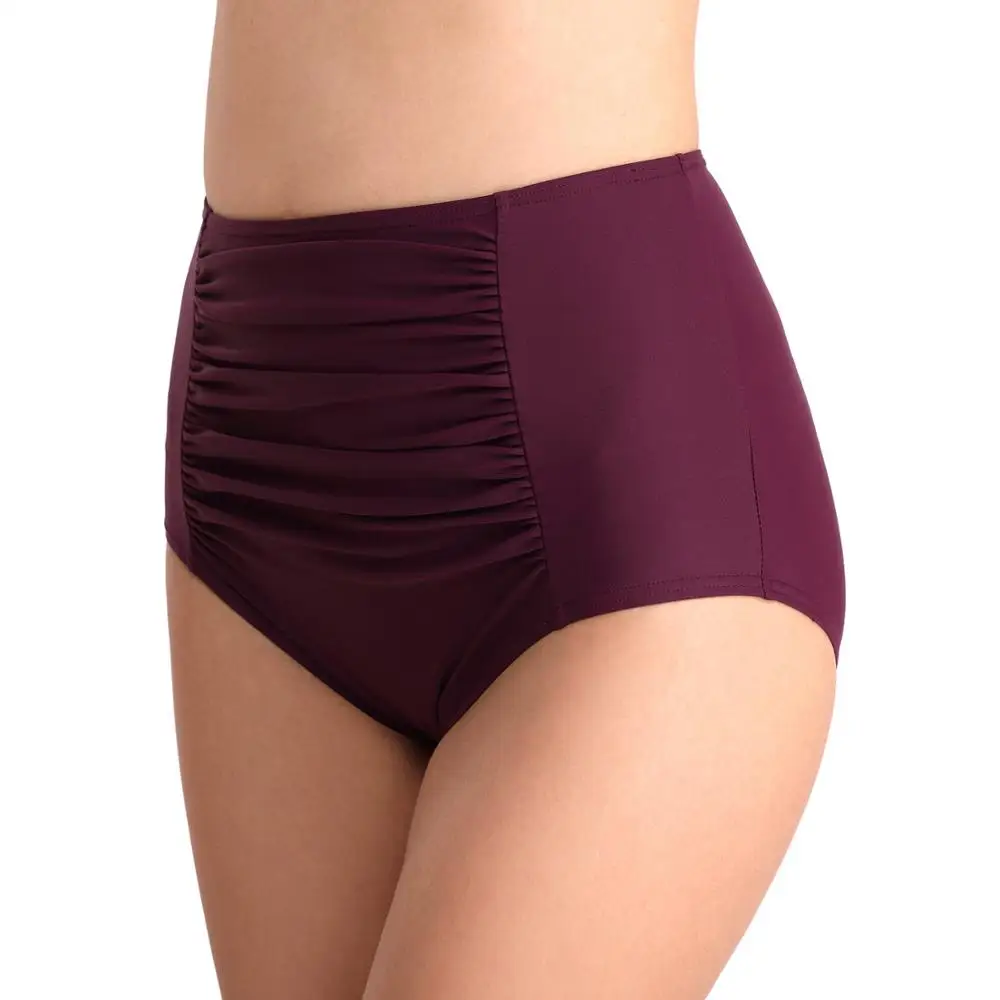 
Fashion High Waist Swimming Pleated Swimming Tight Trunks For Women 