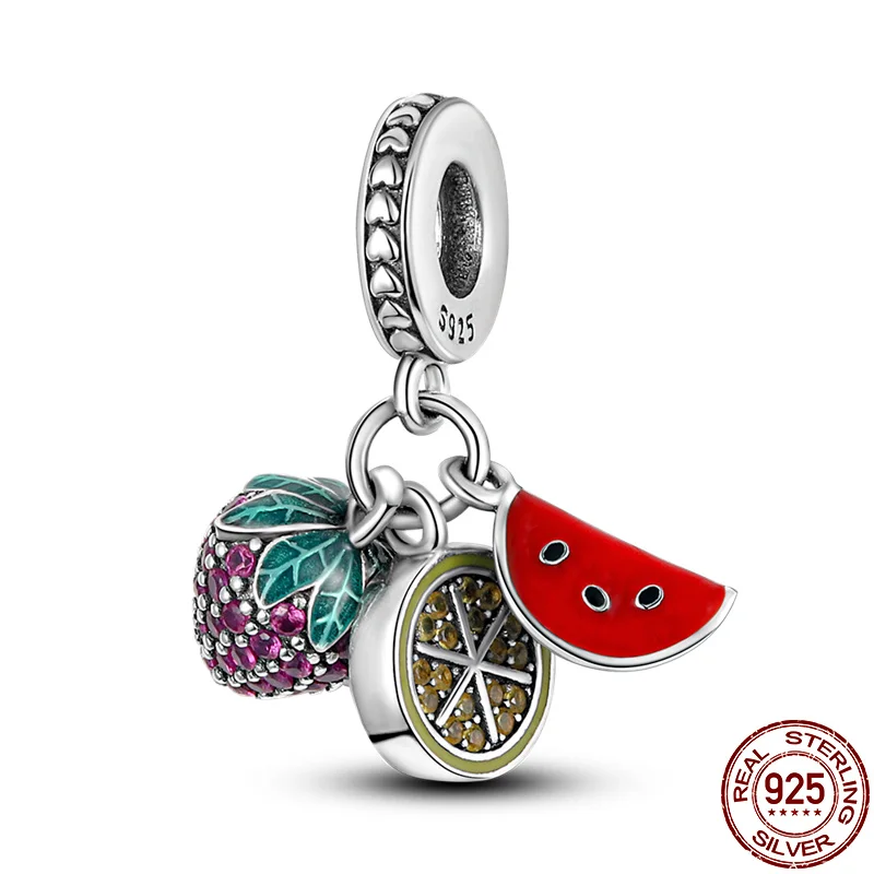 New purple jewelry 925 Sterling Silver Heart bag butterfly flower Beads for Jewelry Making Silver Charm fit pan Bracelet gift