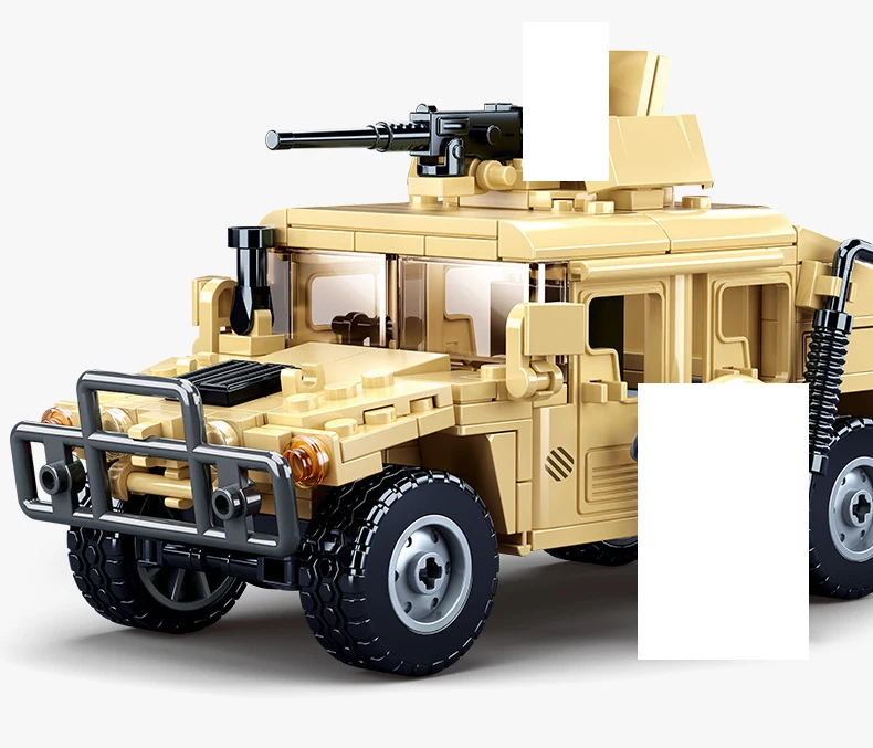 265pcs Modern Military Building Block Toys DIY Assembly Armored Vehicle H2 Gift for Boys Age 6 Scale 1:36 Transportation Theme