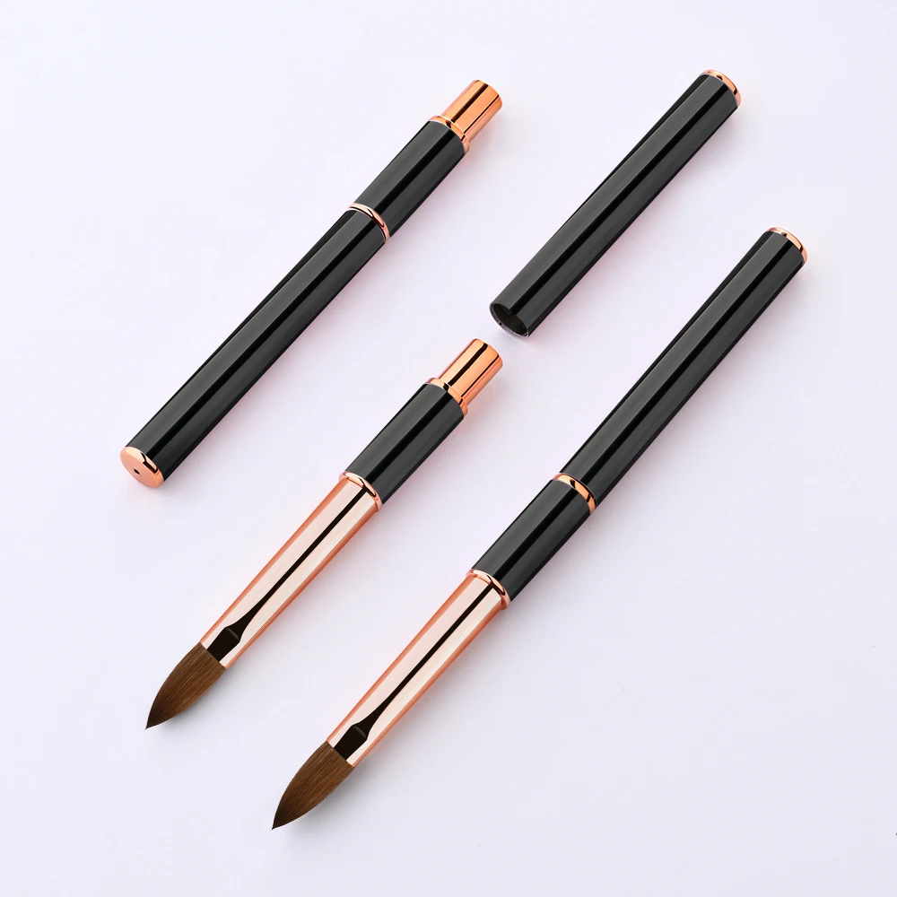 High-end black metal handle 100% Pure Kolinsky Brush 1pcs Kolinsky Sable Brush Acrylic Nail Art Brushes with Size #8/12/14/16/18