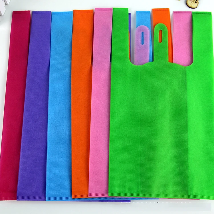 
Promotional Cheap Factory Direct Sale Reusable W Cut Non Woven Vest Bag Handled 