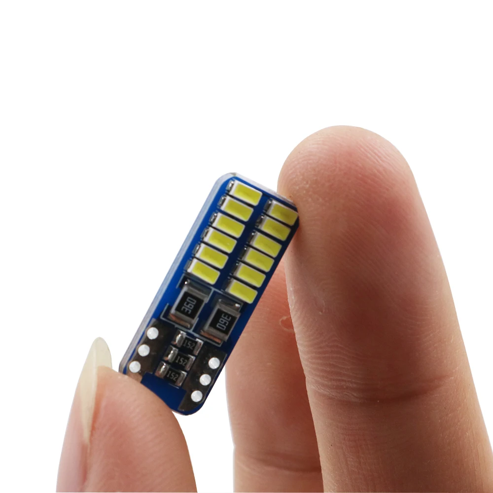 Высококачественная Светодиодная лампа CANBUS T10 24smd для автомобиля без ошибок 3014 12 В сверхъяркая габаритного освещения
