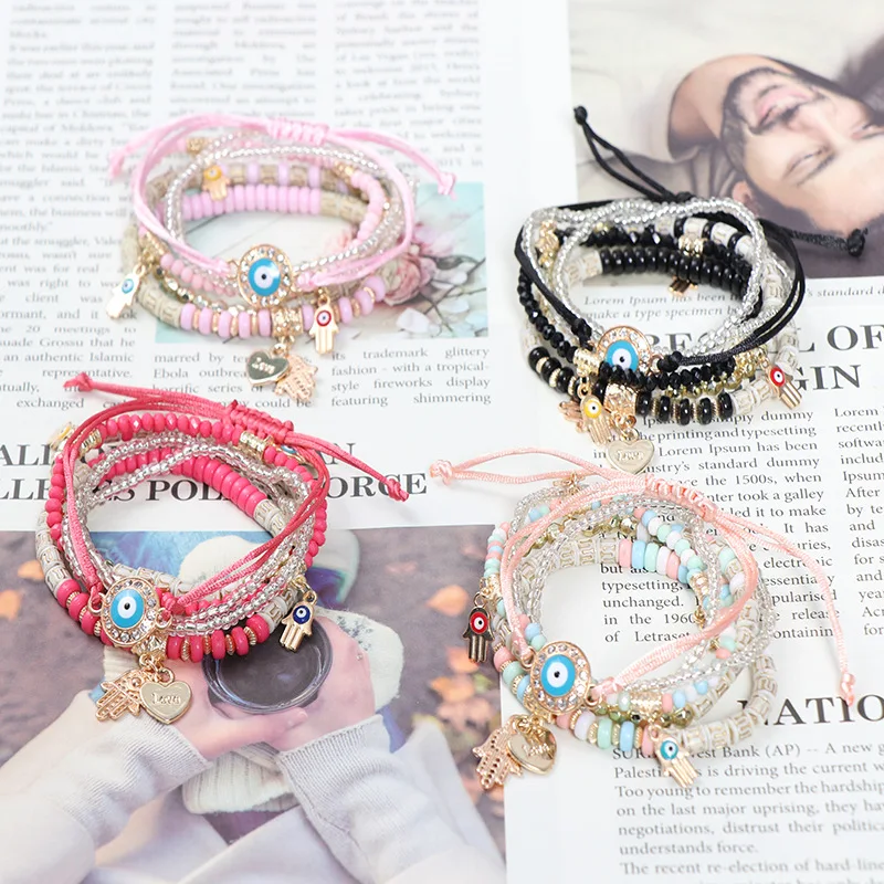 High Quality Boho Heart Love Bead Bracelet Jewelry Adjustable Women Bohemian Bracelet