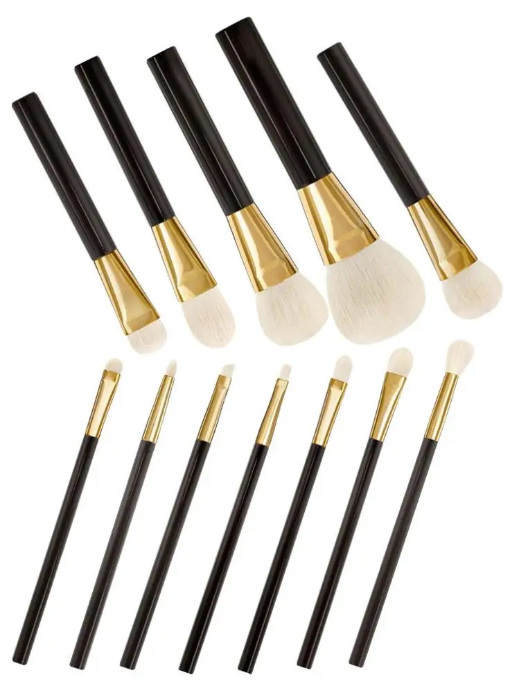 TF 12 pcs  high end goat hair Make Up Brush Kit Private Label Square handle professional natural hair Makeup Brushes Set