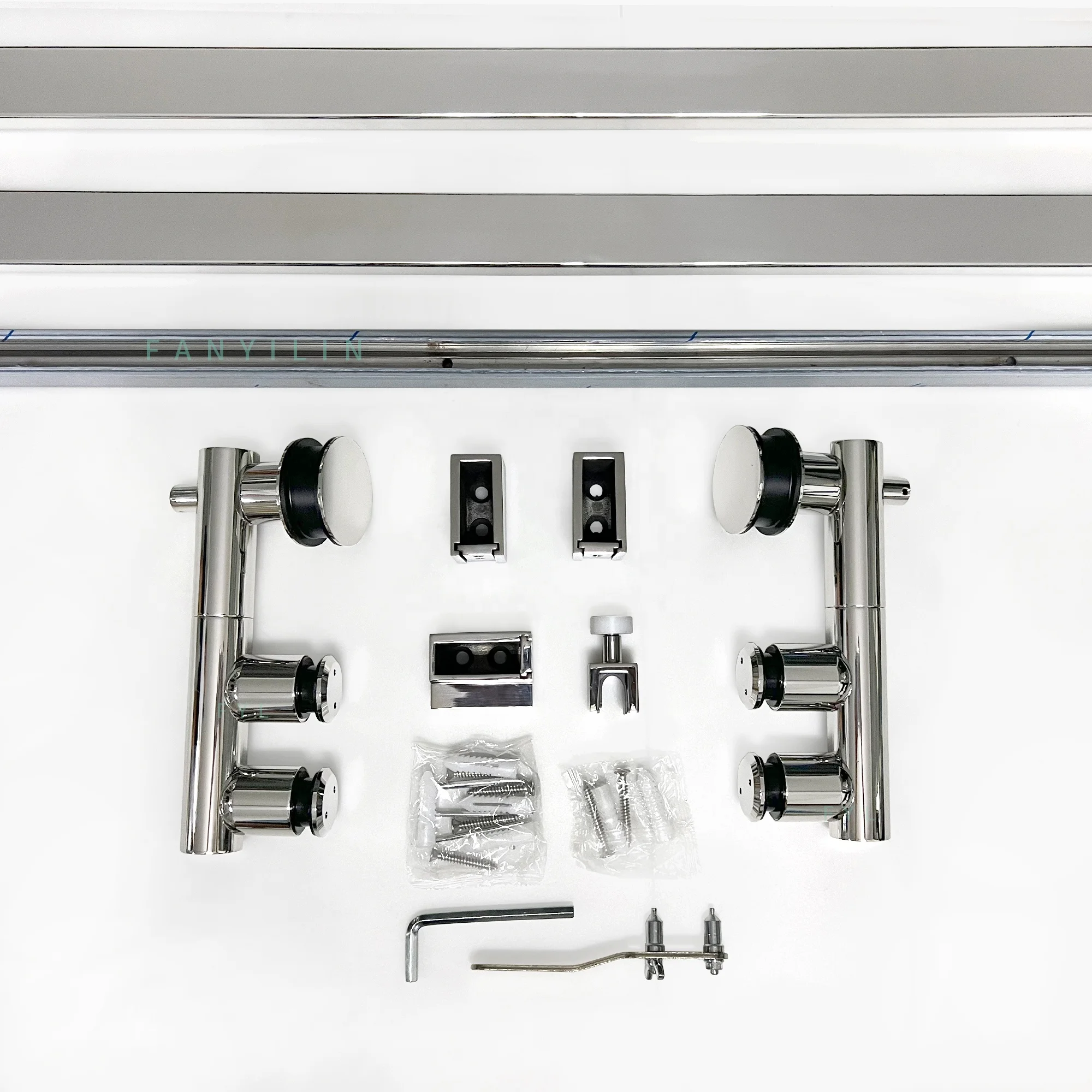 New style shower frameless sliding door systems corner sliding system folding glass door hardware accessories for Bathroom