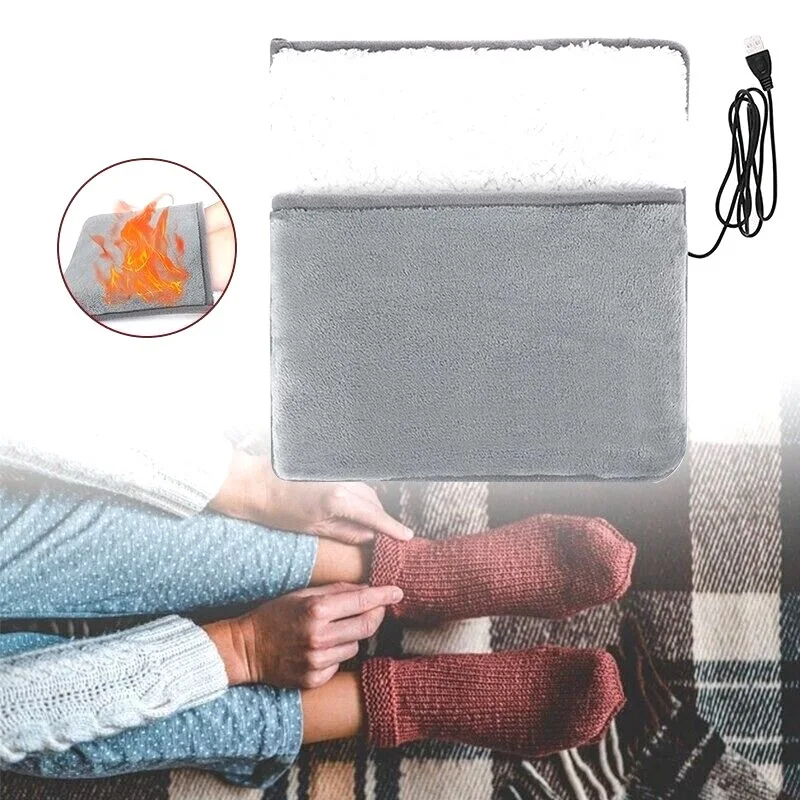 Mydays Outdoor USB Electric Heating Pad Feet Warm Slippers Winter Hand Foot Warmer Washable Household Flannel Foot heater