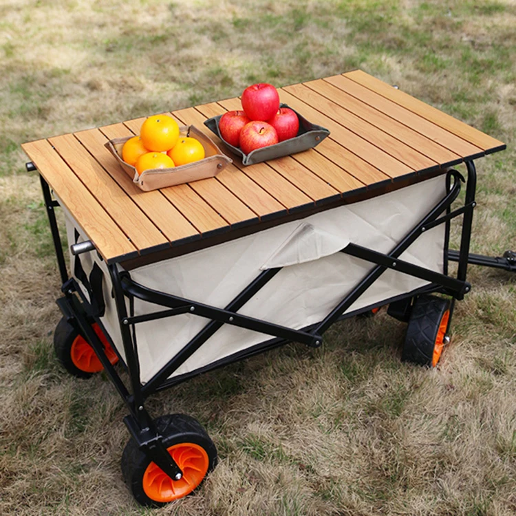 Outdoor Camping Leisure Sport Collapsible Foldable Utility Camping Wagon Garden Use Beach Leisure Trolley Tool Car