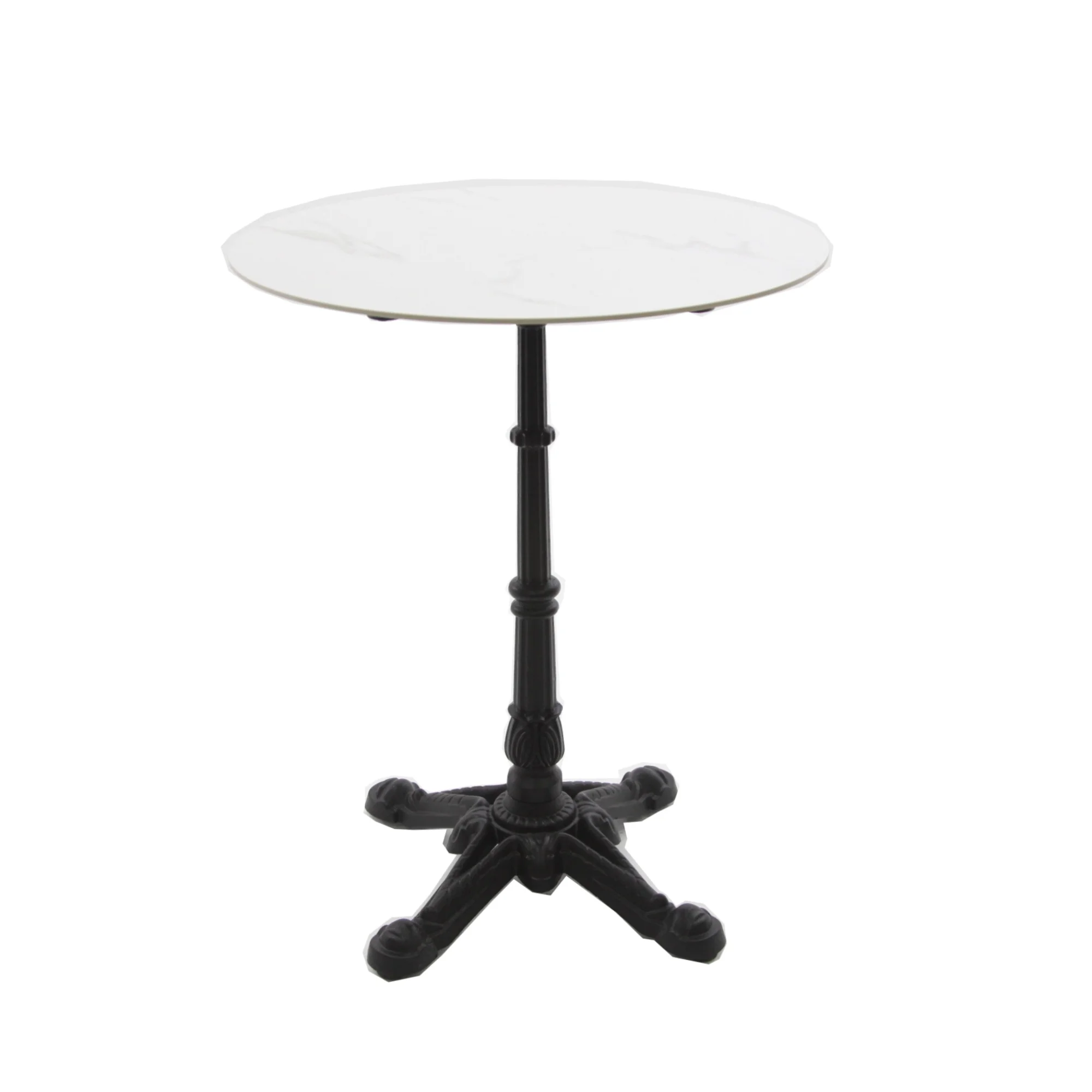 Patio Furniture Cafe Metal Table Outdoor Garden Restaurant French Bistro Coffee Round Table With Marble Rock Plate  Ceramic Top