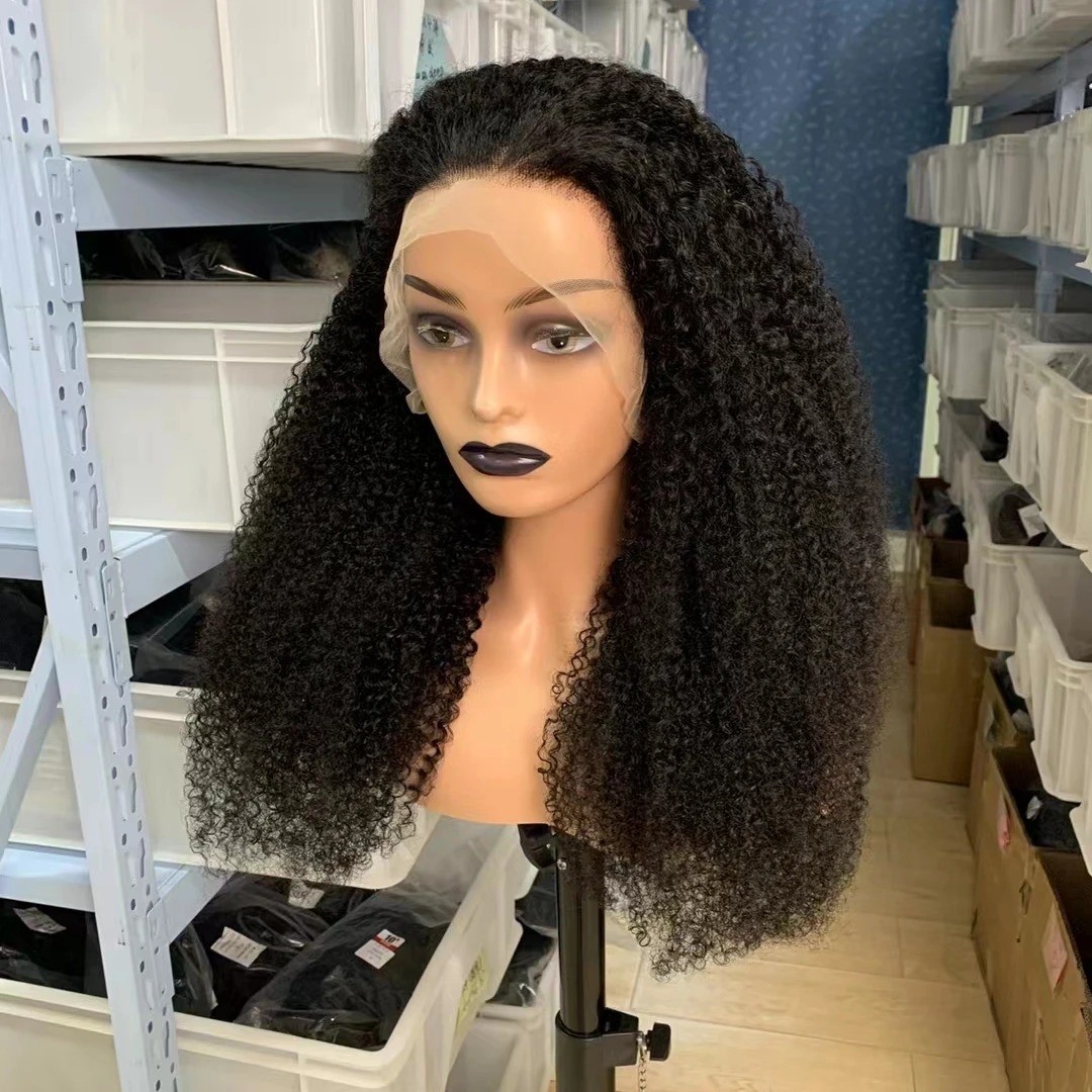 Бразильские натуральные человеческие волосы 150 180 плотности HD прозрачные 13x4 фронтальные афро кудряющие парики оптом кружевной парик для черной женщины
