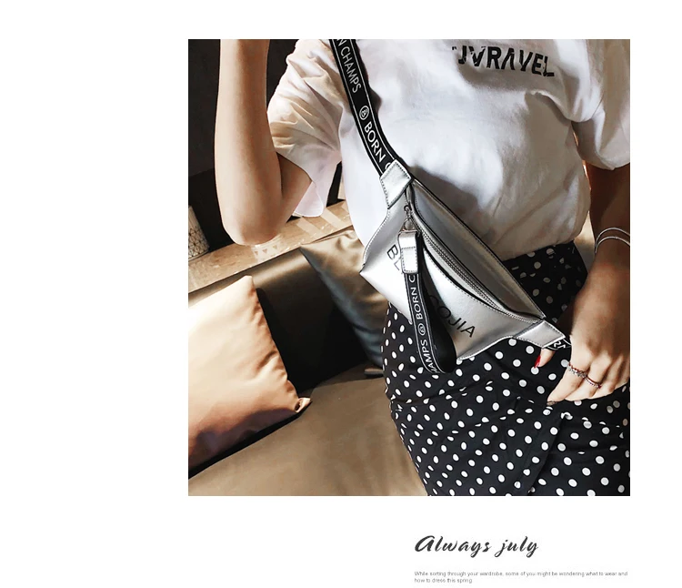 Customized Pink Silver Women Ladies Fashion Oem Logo Style Outdoor Laser pu Waist Bag Pouch Fanny Pack