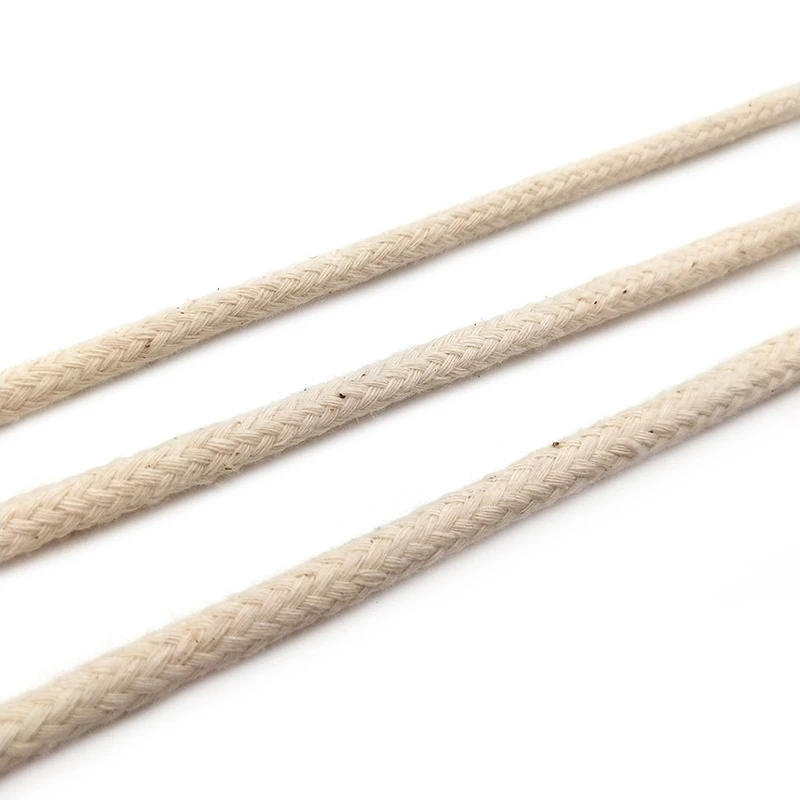 5MM round Woven Cotton Rope Soft and Eco-Friendly for Shoes Garments Bags Home Textiles Comfortable and 100% Cotton