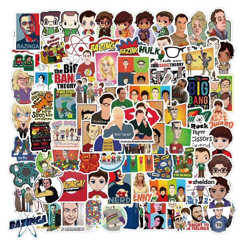 100Pcs The Big Bang Theory Stickers Classic TV Show Sticker for Teens Adults Water Bottle Skateboard Luggage Decorations