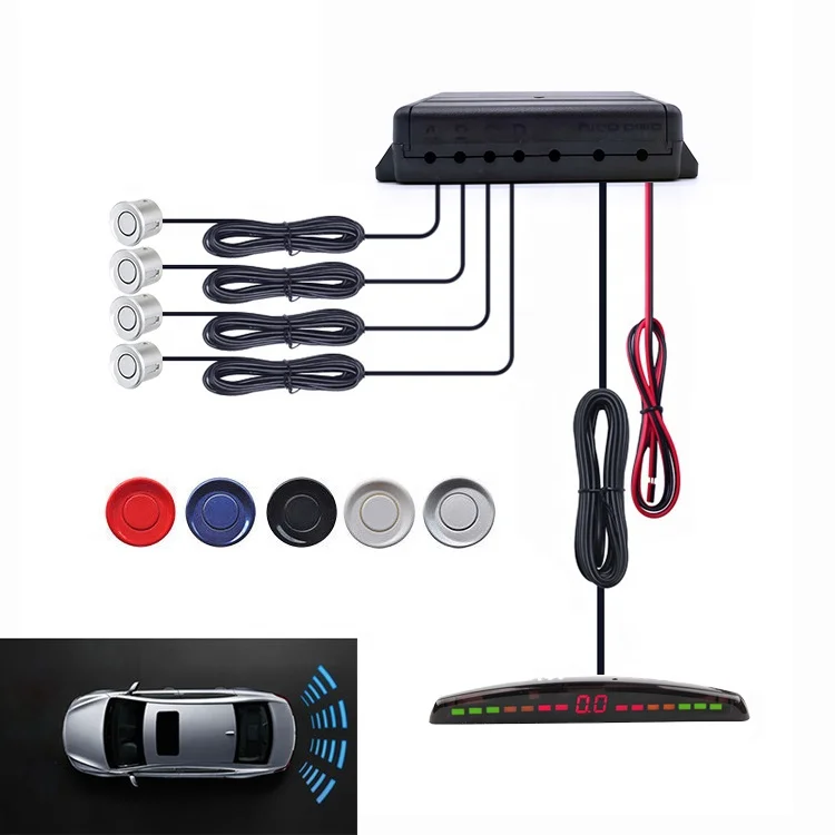 Auto reversing radar with 4 parking detection probe paring aid system with LED display Buzzer alarm kit