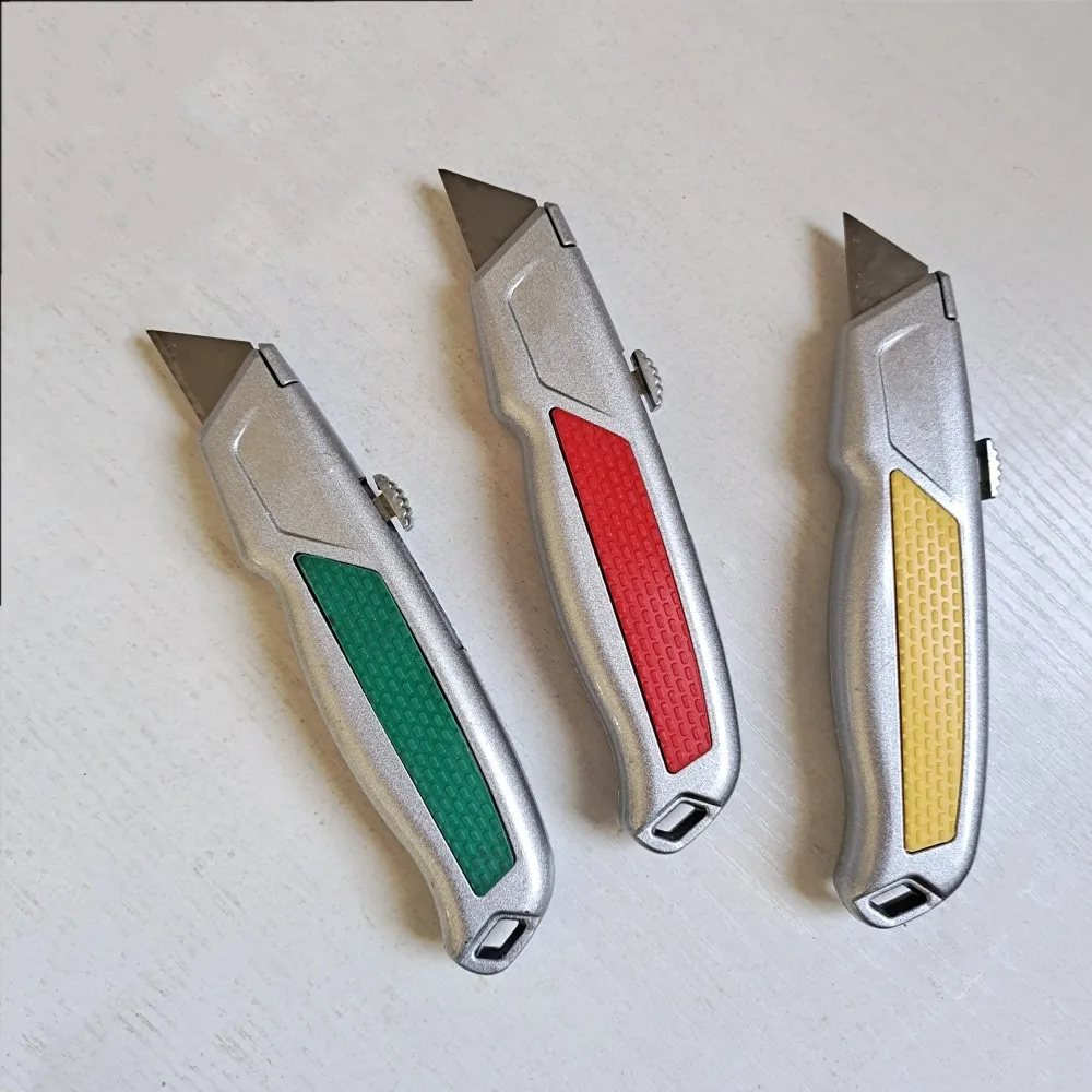 Auto retractable utility knife aluminum safety knife cutter heavy duty knife