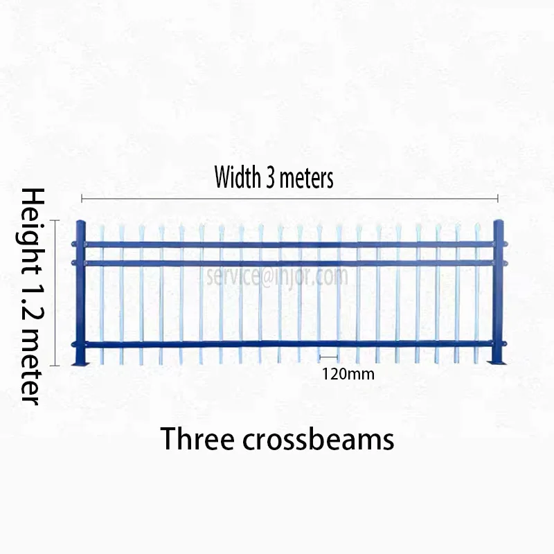 INJOR Easily Assembled High Quality Black Residential And Commercial Ornamental Wrought Iron Metal Garden Fencing