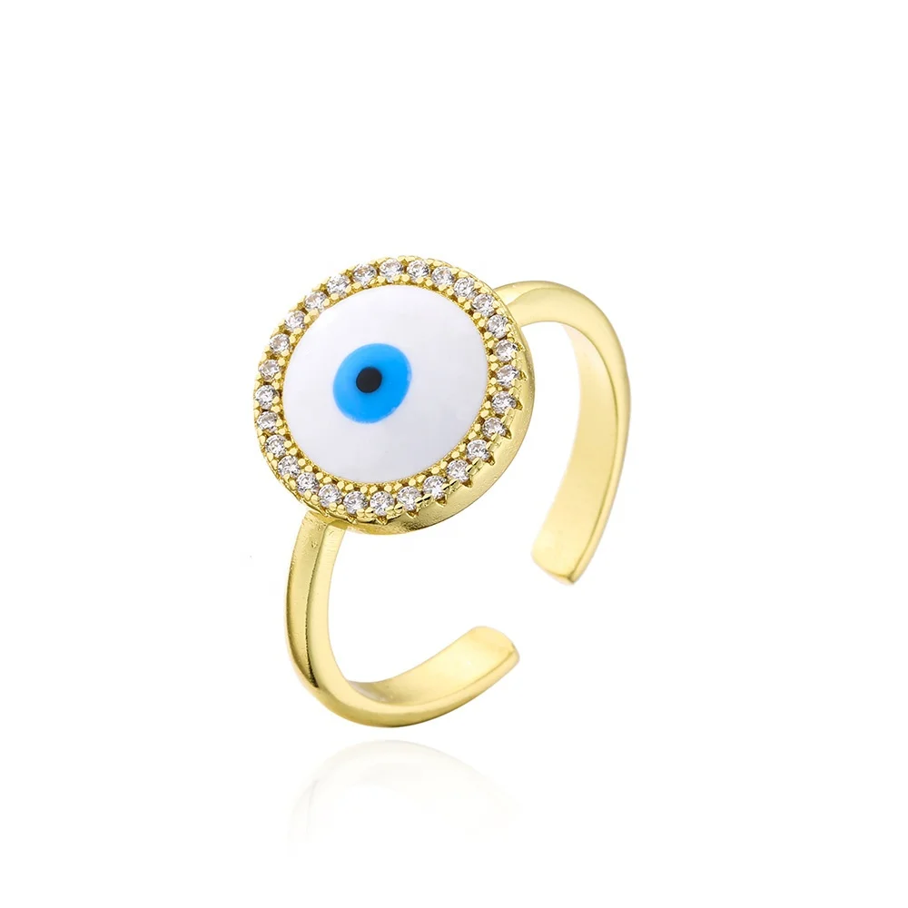 Amazon Wholesale Party Gold Girls Gift Jewelry Red Black Turkish Eye Adjustable Ring Unisex Blue Evil Eye Rings