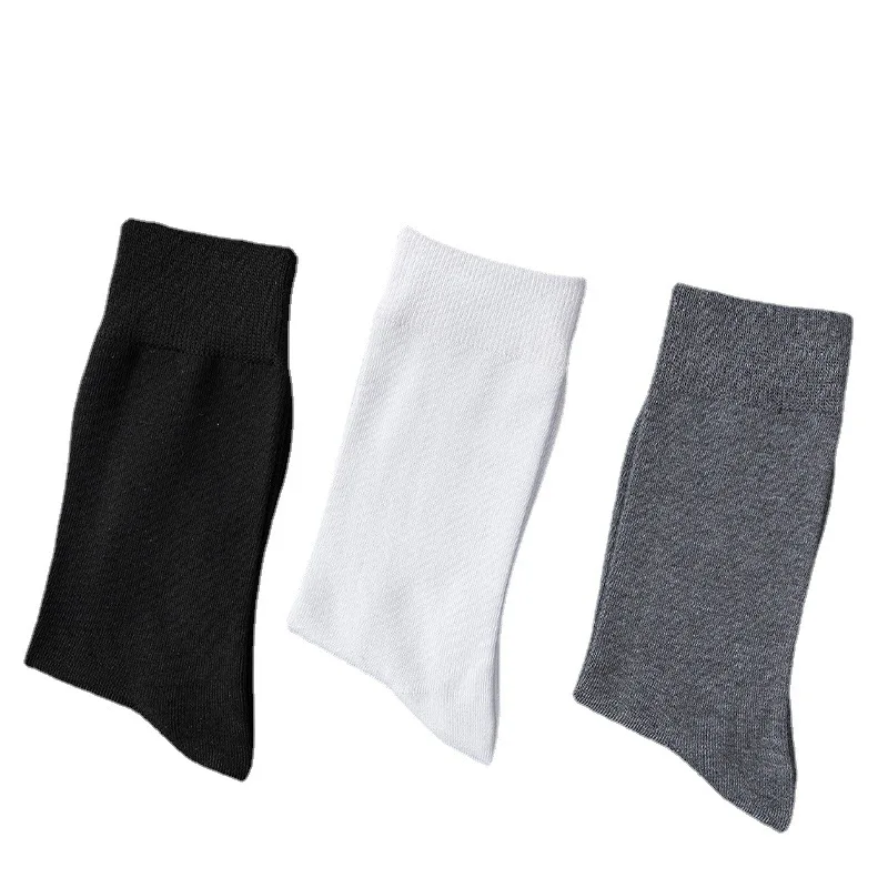 Wholesale Cheap Men 100%  Cotton Hosiery Solid Color Breathable Custom logo  Crew Socks Casual Sports Socks