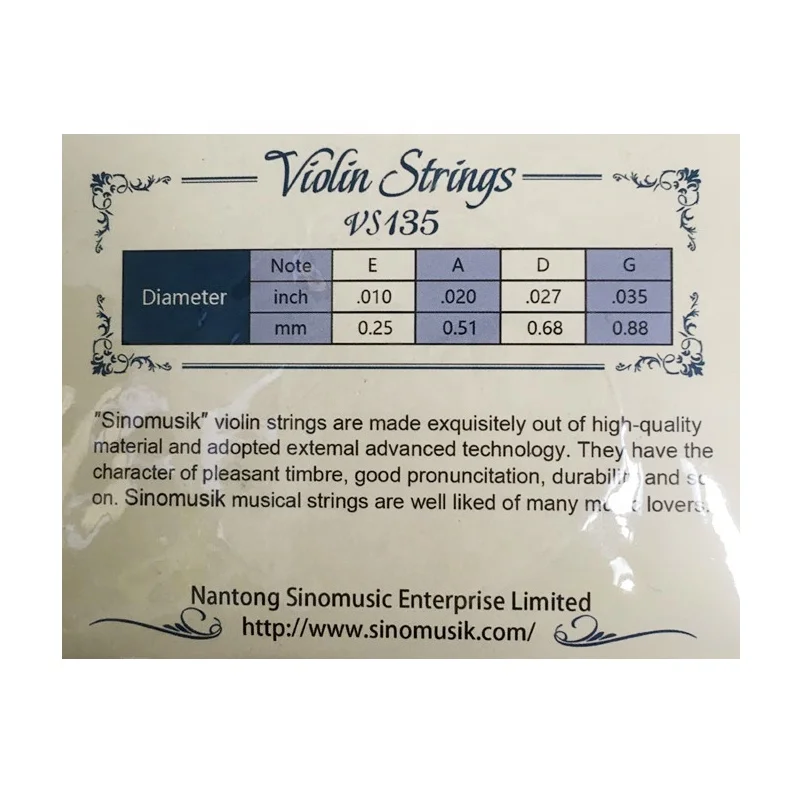Oem китайская фабрика никелевые круглые Струны для скрипки с сумкой из ПВГ продажи VS135