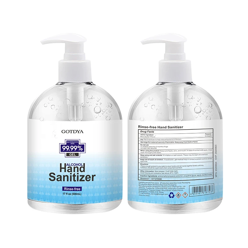 
Gotdya Antibacterial 80ml 300ml 500ml 1000ml 3.785L Alcohol Gel Rinse-Free Hand Sanitizer 