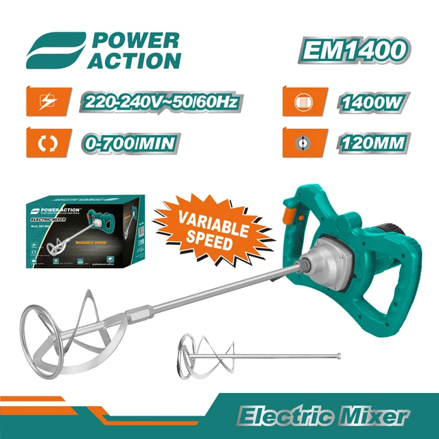 Power Action Electric Concrete Hand Mixer Drill Paint Mixing Mixer